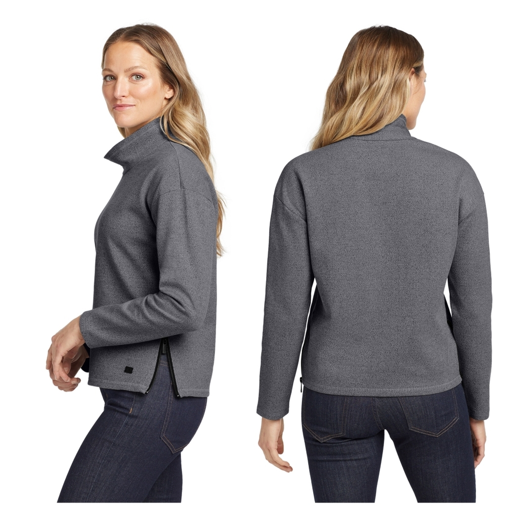 OGIO Ladies' Transition Pullover Fleece Blacktop Heather Prospect Lane Logo